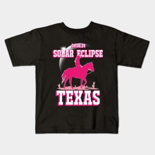 Cowgirl Total Solar Eclipse 2024 4.08.24 Texas Kids T-Shirt